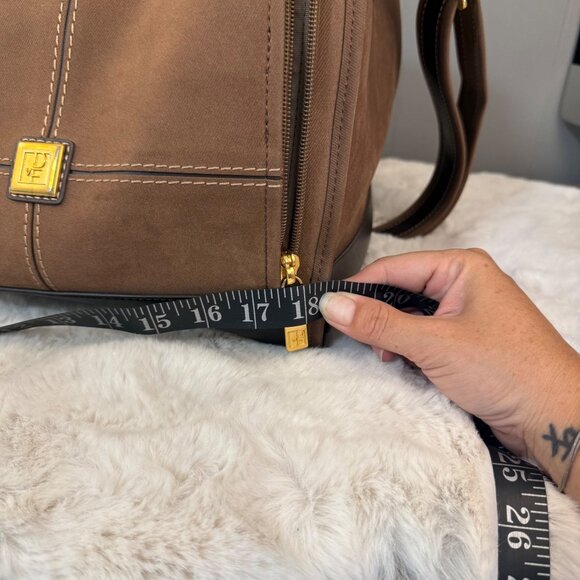 Vtg Diane von Furstenberg Brown Travel Bag Adjustable Strap W/ Brass Hardware - Picture 12 of 13